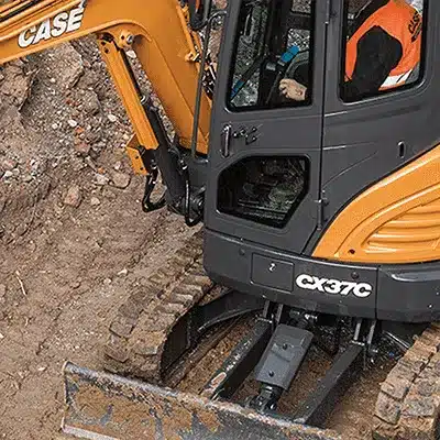 CASE Mini Excavators are available in zero tailswing, short-tail or conventional swing designs.