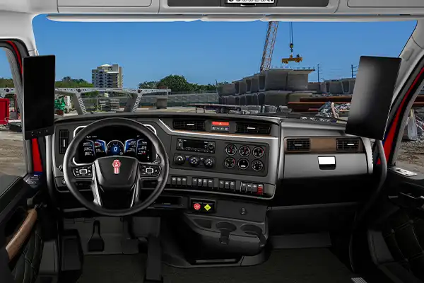 The interior cabin of the Kenworth C580.